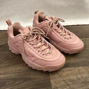 Pink FILA disruptor sneakers